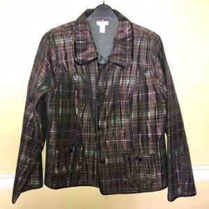 Purple/wine/burgundy color plaid jacket Chico’s